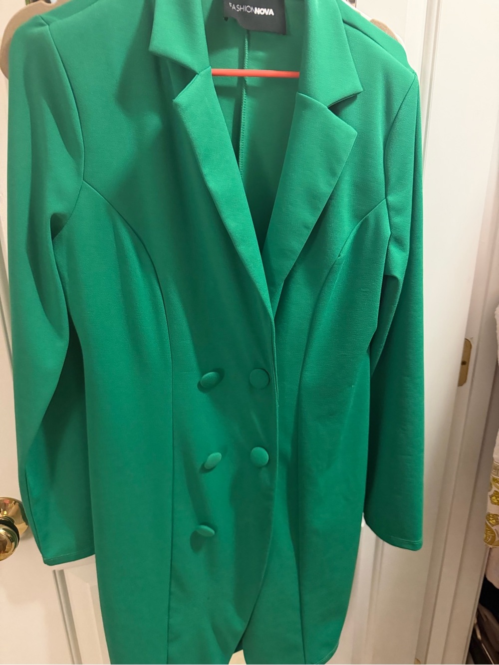 Fashion Nova Emerald Green Double-Breasted Blazer